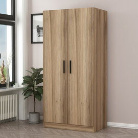 Kale H190cm Wooden Wardrobe with 2 Doors in Oak
