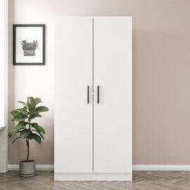 Kale H190cm Wooden Wardrobe with 2 Doors in White