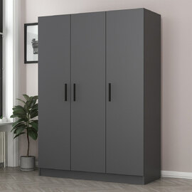 Kale H190cm Wooden Wardrobe with 3 Doors in Anthracite