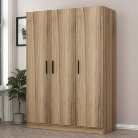 Kale H190cm Wooden Wardrobe with 3 Doors in Oak
