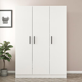 Kale H190cm Wooden Wardrobe with 3 Doors in White
