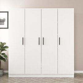 Kale H190cm Wooden Wardrobe with 4 Doors in White