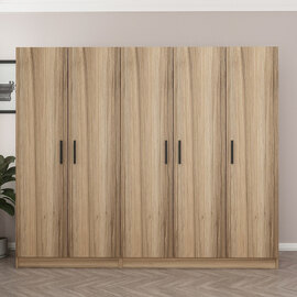 Kale H190cm Wooden Wardrobe with 5 Doors in Oak