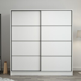 Kale H210cm Wooden Sliding Wardrobe with 2 Doors in White