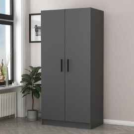 Kale H210cm Wooden Wardrobe with 2 Doors in Anthracite
