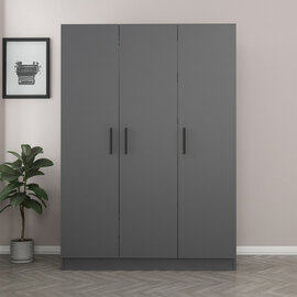 Kale H210cm Wooden Wardrobe with 3 Doors in Anthracite
