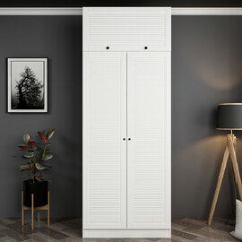 Kale H210cm Wooden Wardrobe with 3 Slatted Doors in White