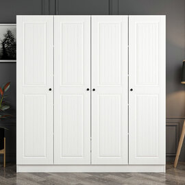 Kale H210cm Wooden Wardrobe with 4 Panel Doors in White