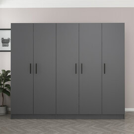 Kale H210cm Wooden Wardrobe with 5 Doors in Anthracite