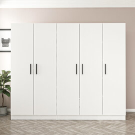 Kale H210cm Wooden Wardrobe with 5 Doors in White