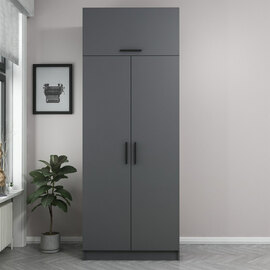 Kale H235cm Wooden Wardrobe with 3 Doors in Anthracite