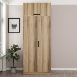 Kale H235cm Wooden Wardrobe with 3 Doors in Oak