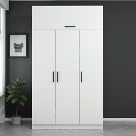 Kale H235cm Wooden Wardrobe with 4 Doors in White
