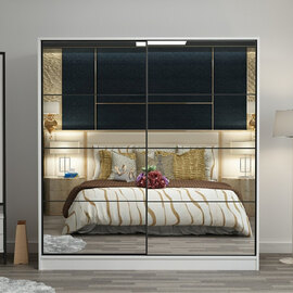 Kale Mirrored Wardrobe with 2 Sliding Doors in White