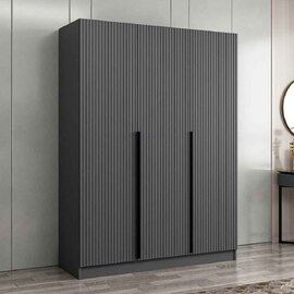 Kale Wooden Wardrobe with 3 Doors in Anthracite