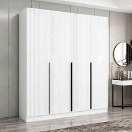 Kale Wooden Wardrobe with 4 Doors in White