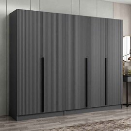 Kale Wooden Wardrobe with 5 Doors in Anthracite