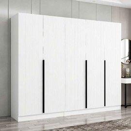 Kale Wooden Wardrobe with 5 Doors in White