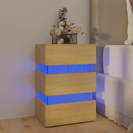 Kame Wooden Bedside Cabinet In Sonoma Oak With LED Lights