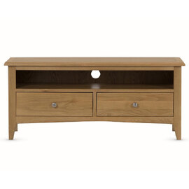 Kamiah Large Wooden TV Stand With 2 Drawers In Oak