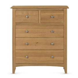 Kamiah Wide Wooden Chest Of 5 Drawers In Oak