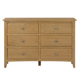 Kamiah Wide Wooden Chest Of 6 Drawers In Oak