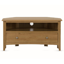 Kamiah Wooden Corner TV Stand With 1 Drawer In Oak