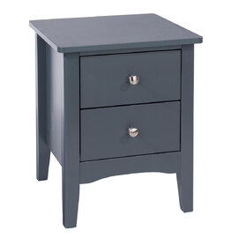 Kamuy Wide Wooden Bedside Cabinet With 2 Drawers In Midnight Blue
