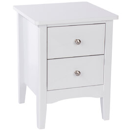 Kamuy Wide Wooden Bedside Cabinet With 2 Drawers In White