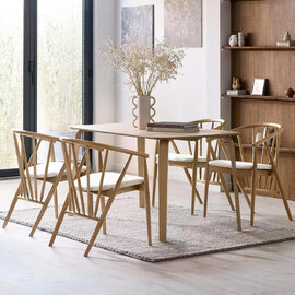 Kanata Oak Wooden Rectangular Dining Table With Reno 4 Chairs