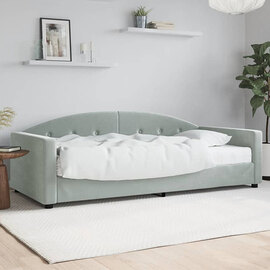 Kansas Velvet Daybed With Mattress In Light Grey