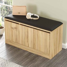 Kanso Wooden Shoe Storage Cabinet with Bench in Oak