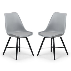 Kaili Dining Chair With Grey Seat And Black Legs In Pair