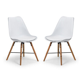 Kaili Dining Chair With White Seat And Oak Legs In Pair
