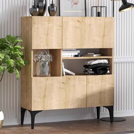 Karter Wooden Display Cabinet with 4 Doors in Sapphire Oak