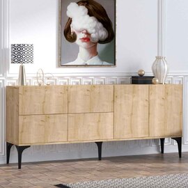 Karter Wooden Sideboard with 6 Doors in Sapphire Oak