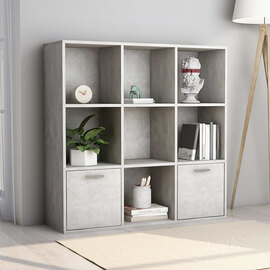 Kasen Wooden Bookcase With 2 Doors In Concrete Effect