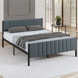 Kaseo Metal Double Bed in Anthracite