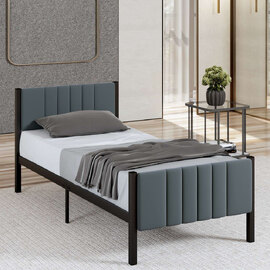 Kaseo Metal Single Bed in Anthracite