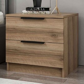 Kaspian Wooden Bedside Cabinet With 2 Drawers in Walnut