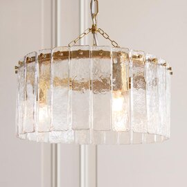 Keene 3 Light Glass Pendant Ceiling Light In Brushed Aged Brass