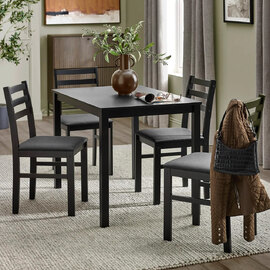 Keene Wooden Dining Table With 4 Chairs - Black