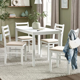 Keene Wooden Dining Table With 4 Chairs - White