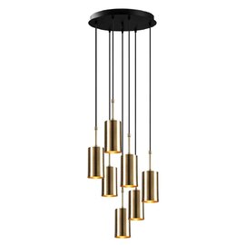 Kellan 7 Light Ellipse Metal Cluster Ceiling Pendant Light in Gold and Black