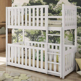 Keller Wooden Bunk Bed With Foam Mattress In Matt White