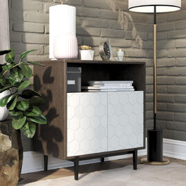 Kelmira Wooden Storage Cabinet in Grey and Oak