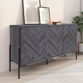 Kelmor Wooden Sideboard with 3 Doors in Grey Oak
