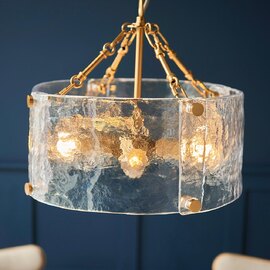 Kelowna 4 Light Handmade Glass Pendant Light In Brushed Aged Brass