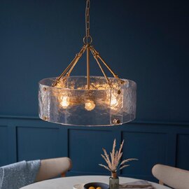Kelowna 6 Light Handmade Glass Pendant Light In Brushed Aged Brass