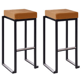 Kelowna Gold Velvet Bar Stools With Black Steel Frame In Pair